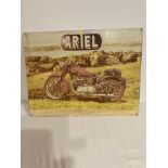 Vintage metal advert for ARIEL MOTORCYCLES. 16” x 12” (40 x 30 cm).