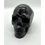 A One Kilo Natural Gabbro-Jasper Hand-Carved Quartz Skull Figure - or Perfect Paperweight. 12cm x