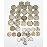 A Job Lot of Pre 1947 UK Silver Coins. Please see photos for conditions. 287g total weight.