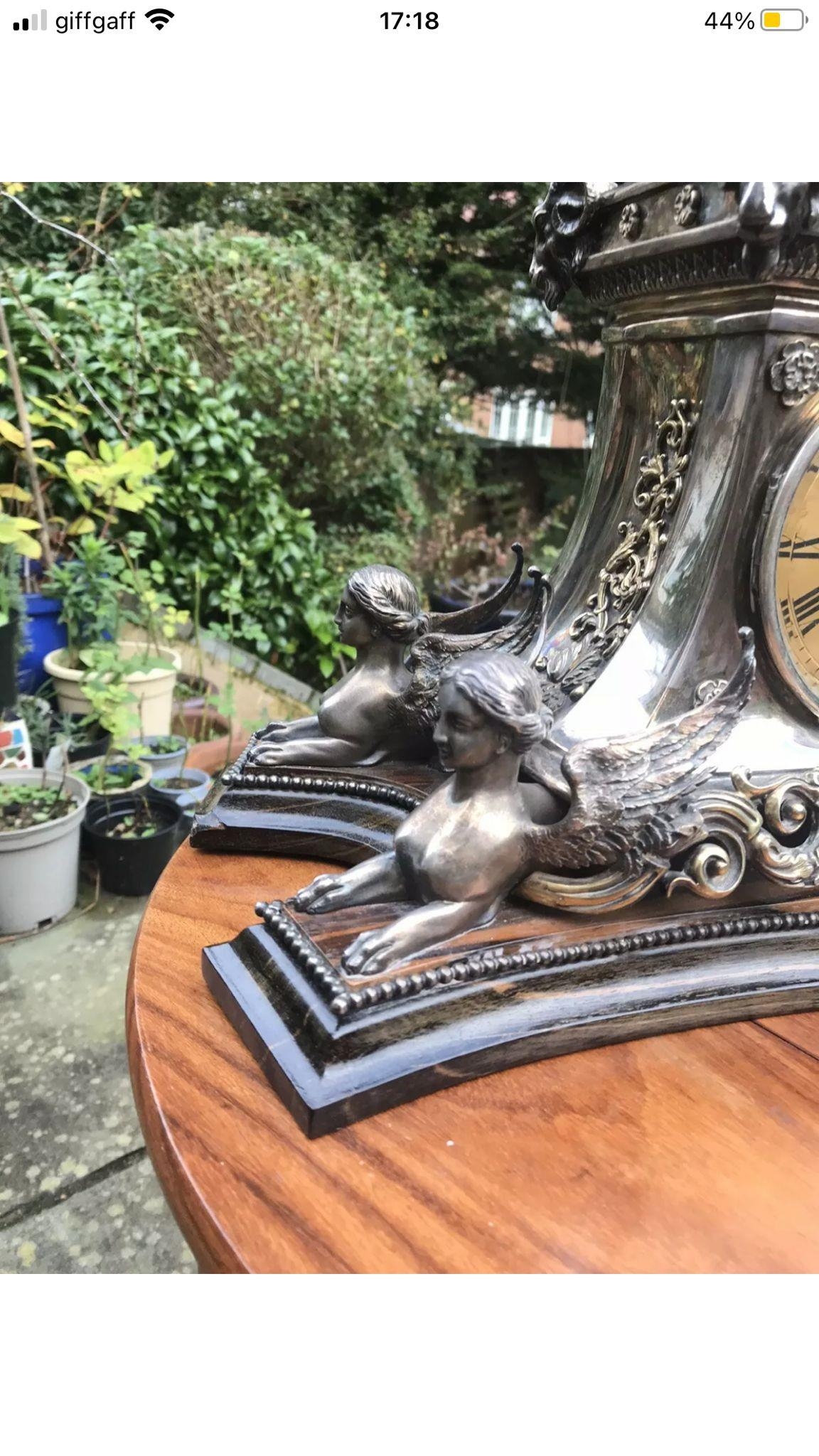 MAGNIFICENT RARE ENGLISH VICTORIAN LARGE SOLID SILVER MANTEL CLOCK by Stephen Smith & William - Image 8 of 16