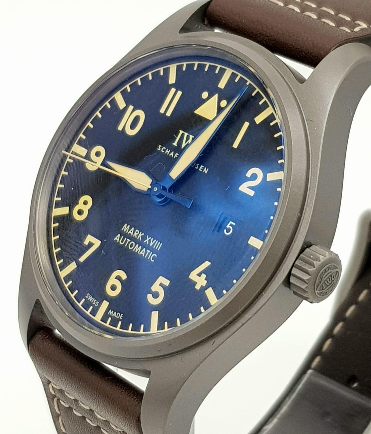 An IWC Automatic Mark XVIII Gents watch. Brown calfskin strap. Ceramic case - 41mm. With papers - Image 2 of 7