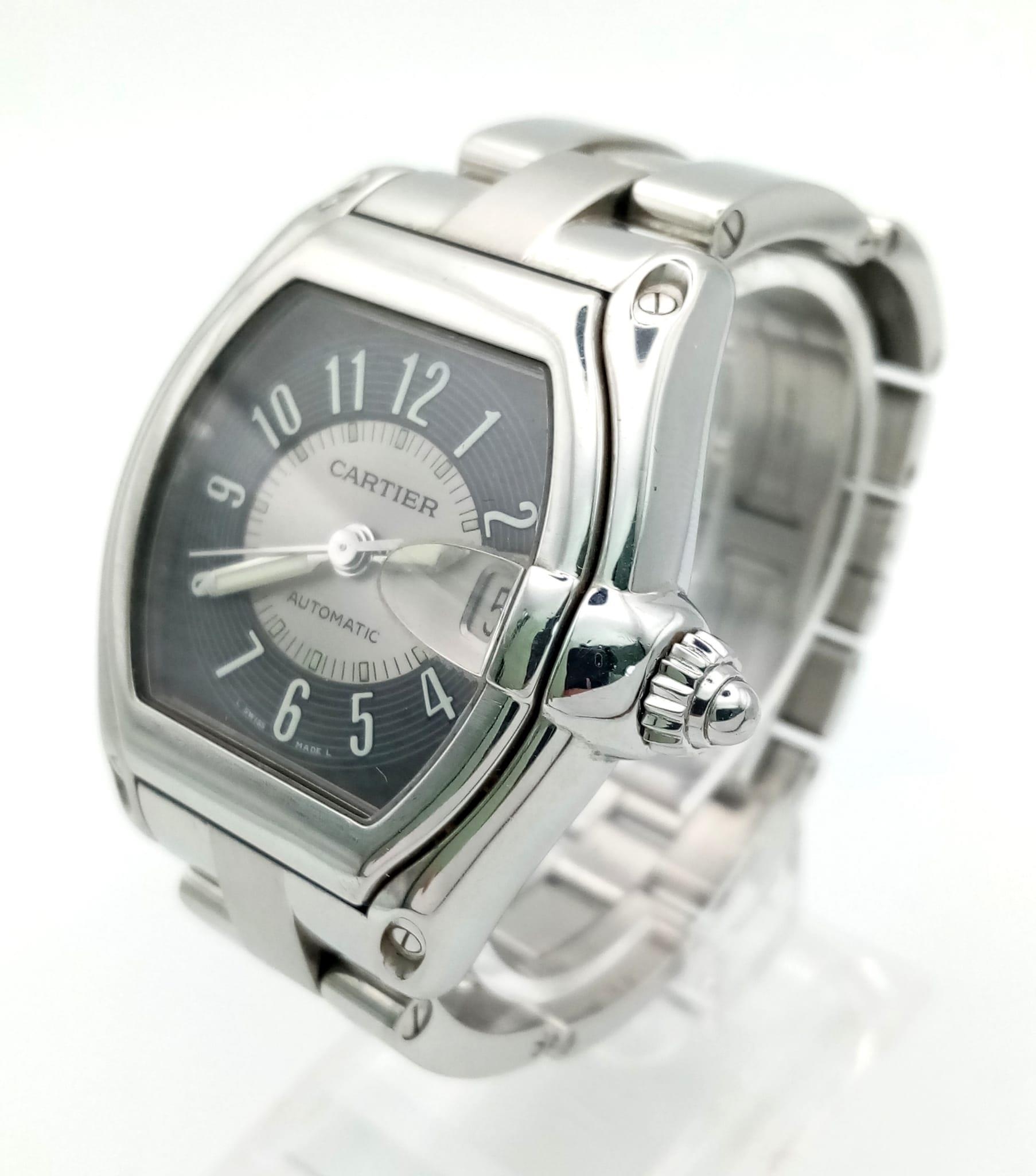 A Cartier Roadster Model 2510 Gents Automatic Watch. Stainless steel strap and case - 36mm. Two tone - Image 2 of 8