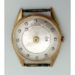 A VERY UNUSUAL 14K GOLD LE COULTRE FLOATING DIAMONDS WATCH WITH DIAMOND NUMERALS , MANUAL MOVEMENT .