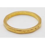 A 22K Yellow Gold Band Ring. Size K. 2.31g.