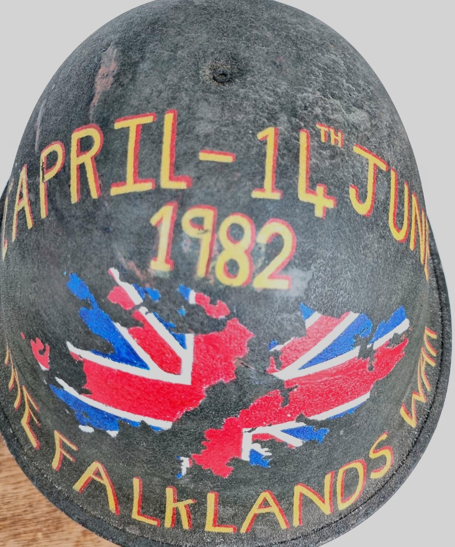 Circa 1950’s British MK V Helmet. Dedicated to the Royal Marines during the Falklands. - Image 2 of 5