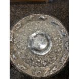 A large white metal Burmese/Indian tray Diameter 30cm Weight 320.4 grams