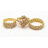A Mixed Gold Ring Lot to Include: 2 x 21k gold Stone set rings - both size N - 9.8g total weight.