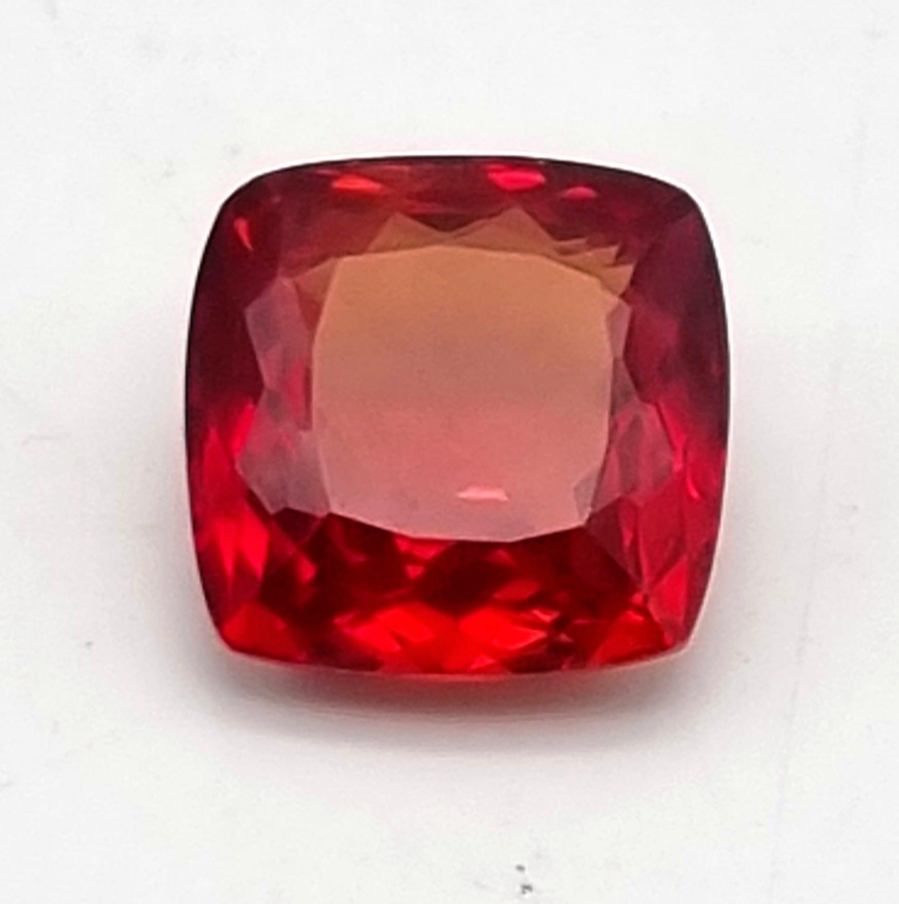 A 35ct Well Faceted Blood-Orange Coloured Cushion-Cut Gemstone. 19 x 19mm. No certificate so as