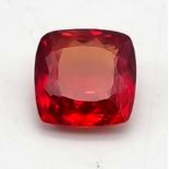 A 35ct Well Faceted Blood-Orange Coloured Cushion-Cut Gemstone. 19 x 19mm. No certificate so as
