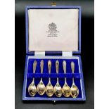 A Set of Six Antique Mappin and Webb Silver Plate Teaspoons in their Original Case.