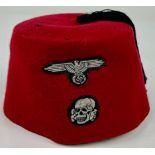 RARE 3rd Reich Red Fez. Worn by Bosnian Muslims of the 13th and 23rd SS “Handscar” divisions