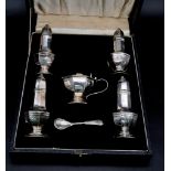 Silver plated condiment set in presentation box. Engraved presented by Stamford Bridge Stadium
