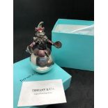 A TIFFANY & CO. RARE GENE MOORE SILVER AND ENAMEL CIRCUS FIGURINE. 10cm tall very heavy, 360 grams