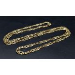 An 18K Yellow Gold Flat Figaro Link Necklace. 58cm. 16.85g.
