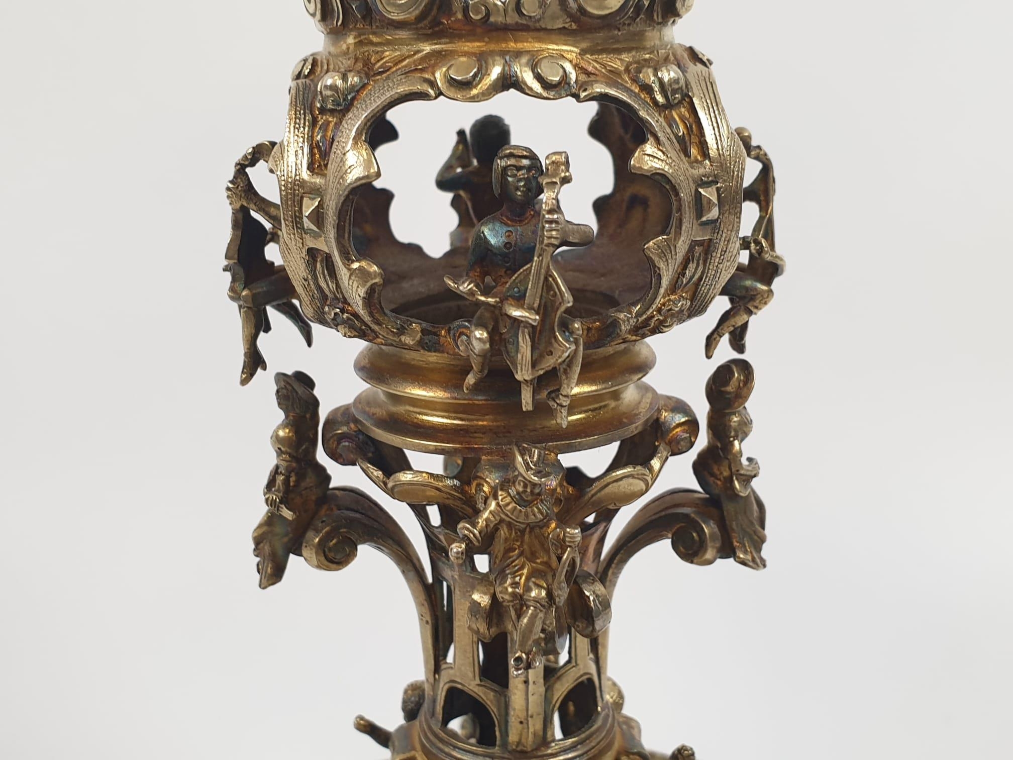 Four extraordinary rare German antique (19th Century) silver gilt candelabra. Complex ornate and - Image 14 of 31
