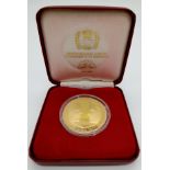 A 2011 Catherine and William Commemorative Five Pound gold-plated Proof Coin in original