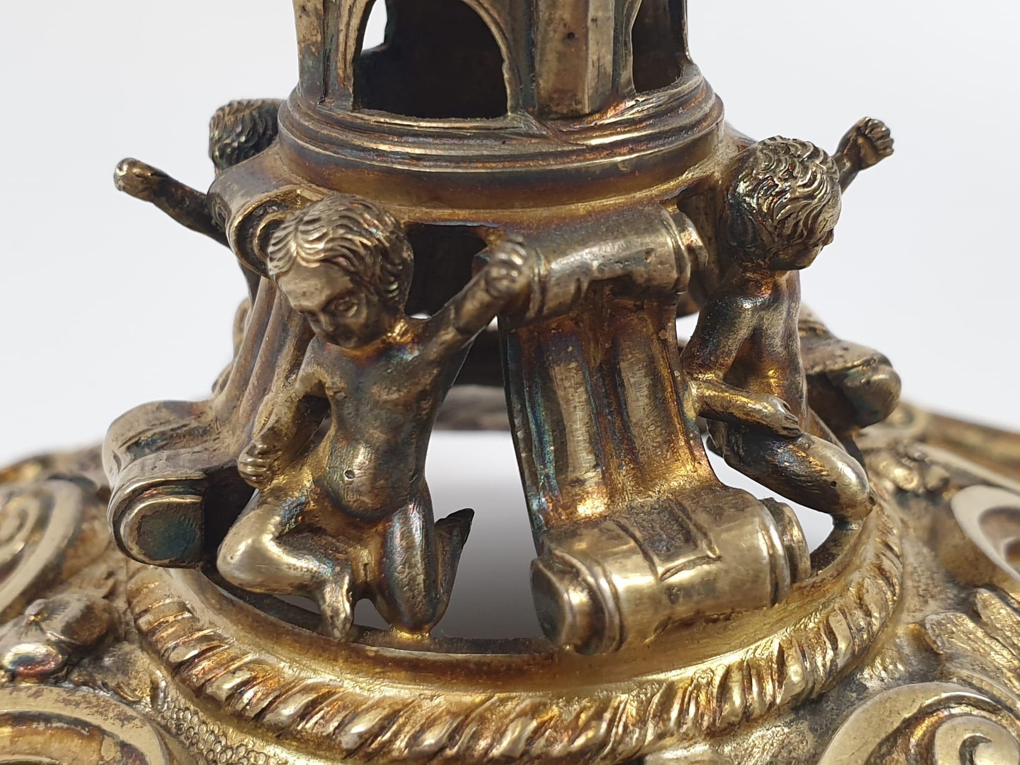 Four extraordinary rare German antique (19th Century) silver gilt candelabra. Complex ornate and - Image 18 of 31
