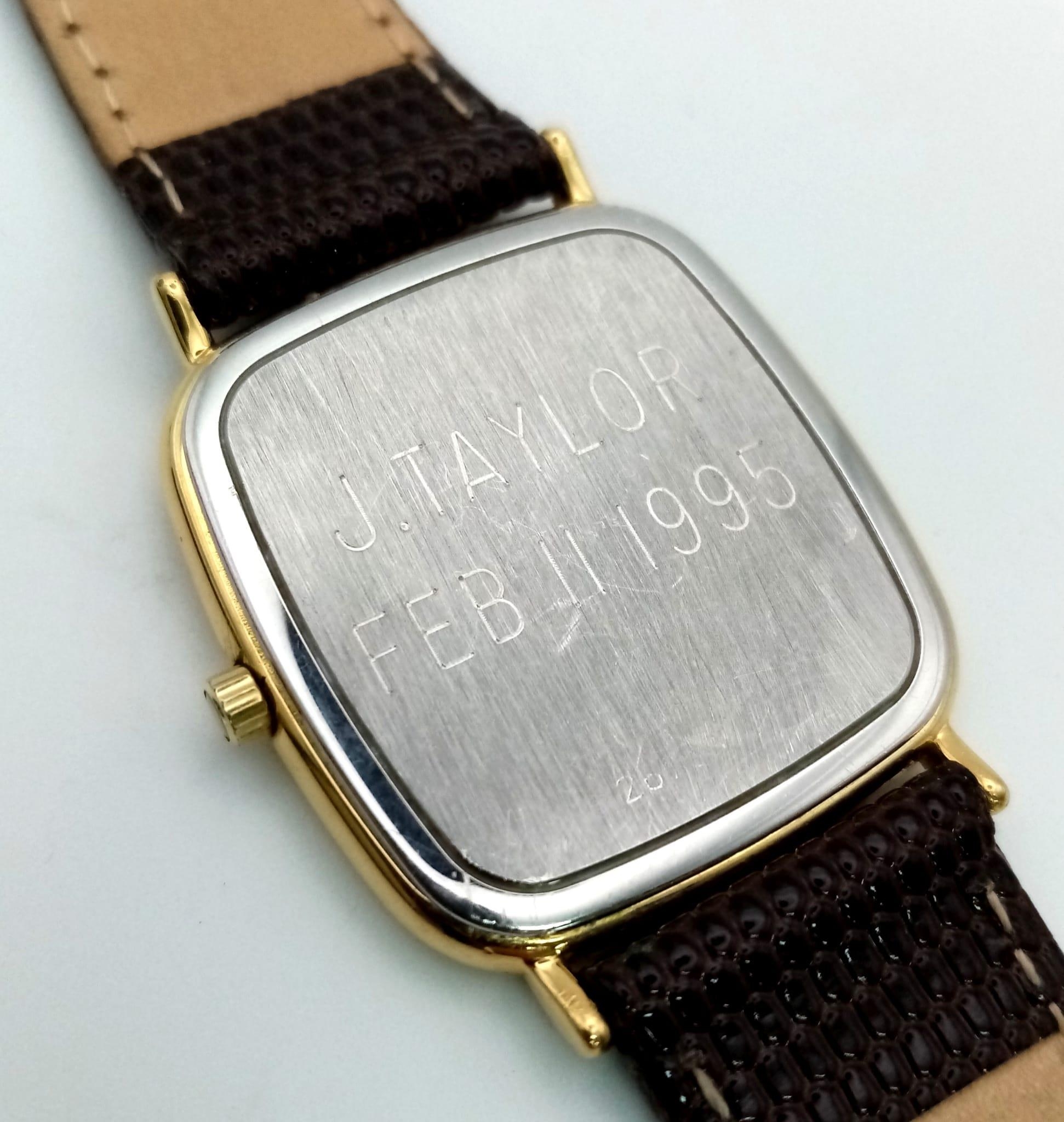 A Vintage Longines Gents Watch. Brown leather strap. Case - 30 x 30mm. White dial with date - Image 3 of 4