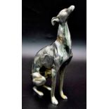 A Vintage White Metal Greyhound Figure. 26cm tall