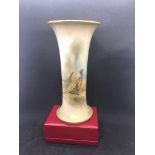 Royal Worcester hand painted with pair of pheasants vase and signed Size Height : 23cm Diamond top