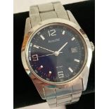 Gentlemans ACCURIST Quartz Wristwatch in Silver tone, having midnight blue face with sweeping second