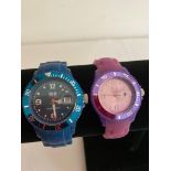 2 x ICE Quartz divers watches. Waterproof with rubber straps. Full working order.
