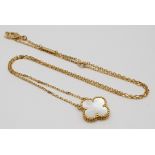 A Van Cleef and Arpels Alhambra chain with 1 motif - 18ct yellow gold with mother of pearl motif
