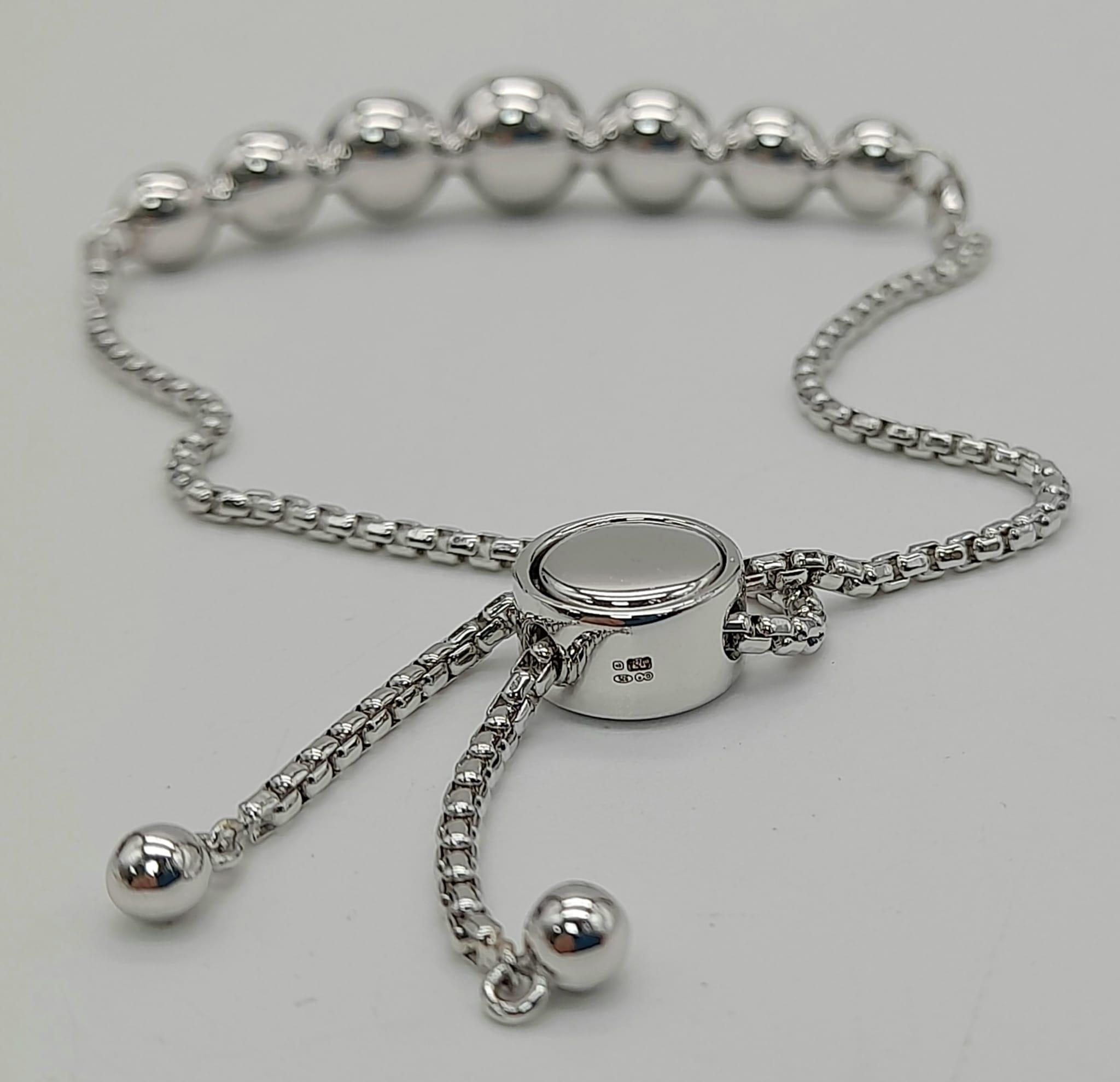 New in Box Sterling Silver Stone Set Bracelet Adjustable Length- High Street Price £130.15.32 Grams - Image 2 of 4