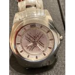 Gentlemans MARK ECKO quartz wristwatch in Silver tone with matching bracelet. Full working order.