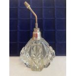 Large attractive vintage cut glass SILVER TOPPED spray bottle. Exceptional condition. Spray