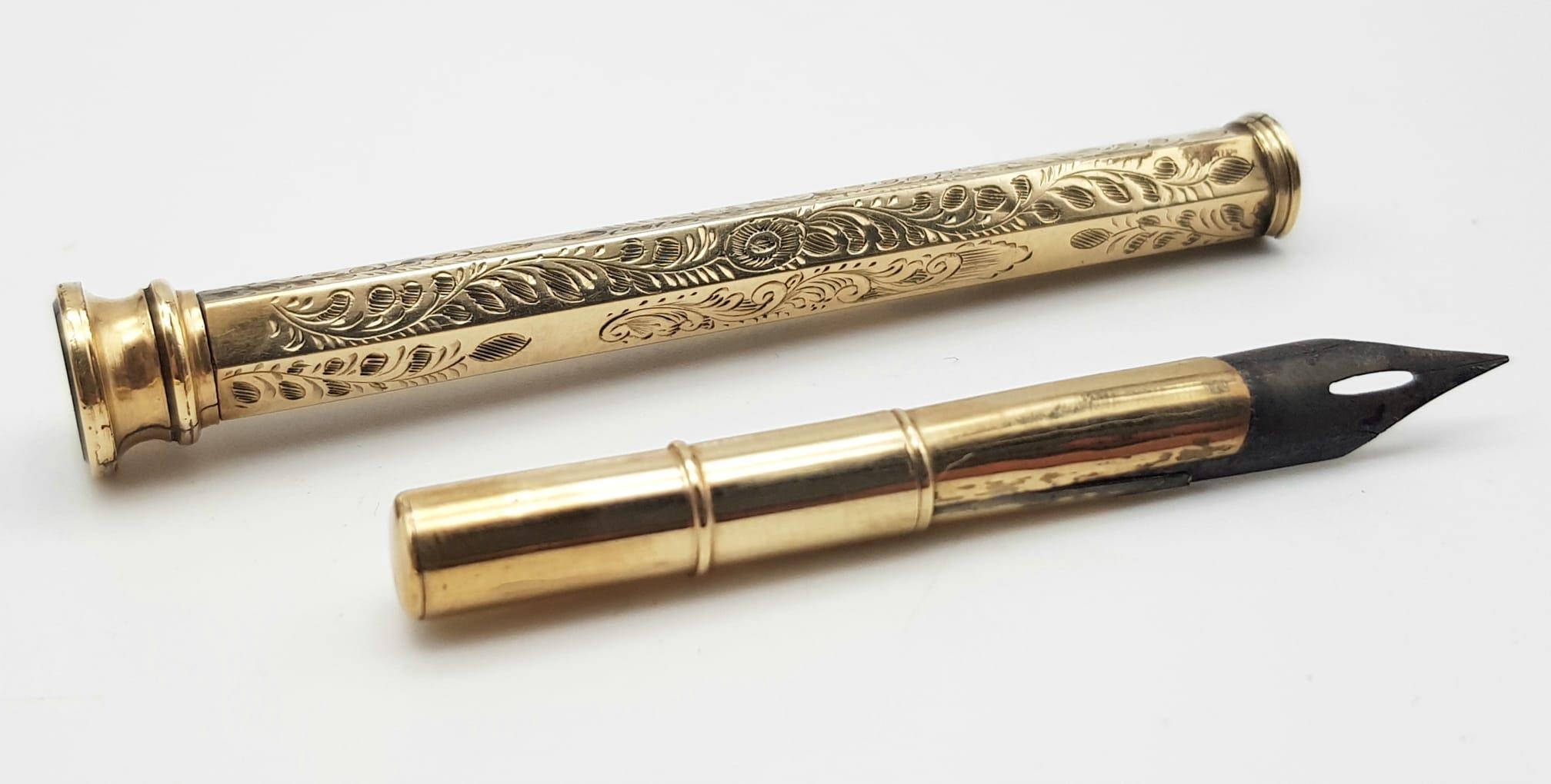 A 9K Yellow Gold Victorian Bloodstone Fountain Pen with a 9K Yellow Gold Edwardian S. Morden and - Bild 3 aus 4