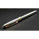 A Rare Limited Edition Solid 950 Platinum Mont Blanc Fountain Pen. Model: FP 144 SOL Platinum M.