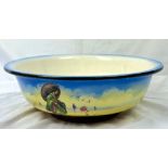 A Vintage large Falcon Ware wash bowl with Asian decoration. 40cm diameter. In good condition but AF