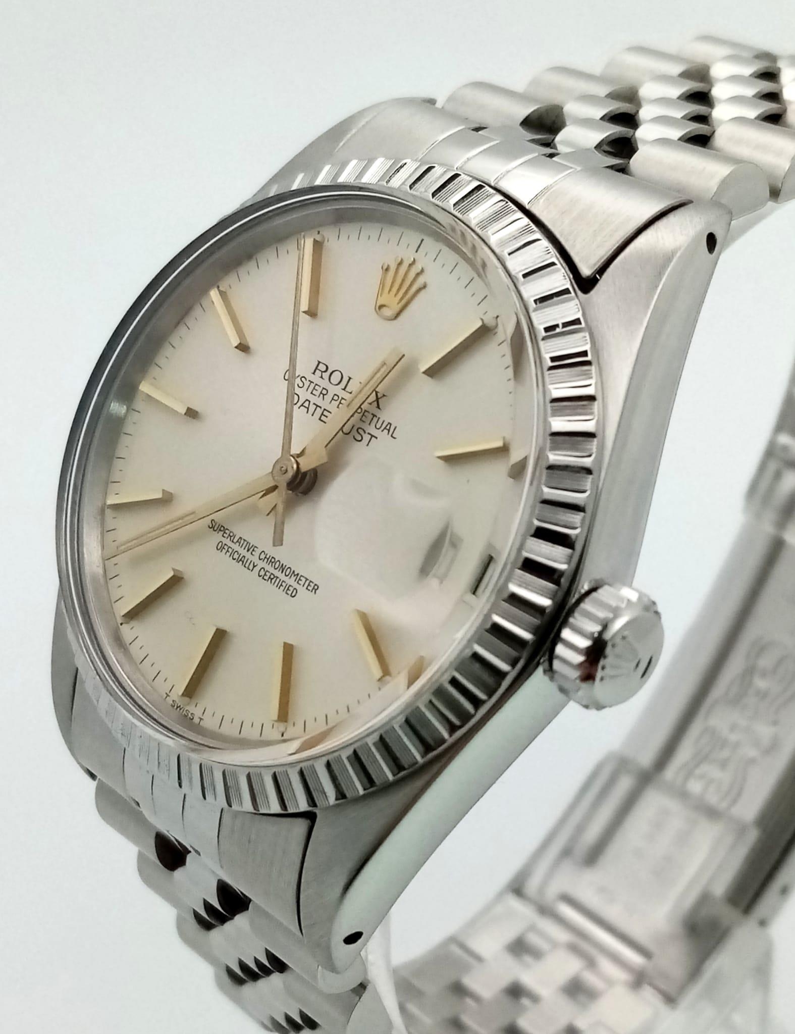 A Rolex Oyster Perpetual Datejust Gents Watch. Stainless steel strap and case - 36mm. Cream dial. - Image 3 of 7