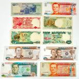 Ten Vintage Indonesian and Philippines Currency Notes. Please see photos for conditions.