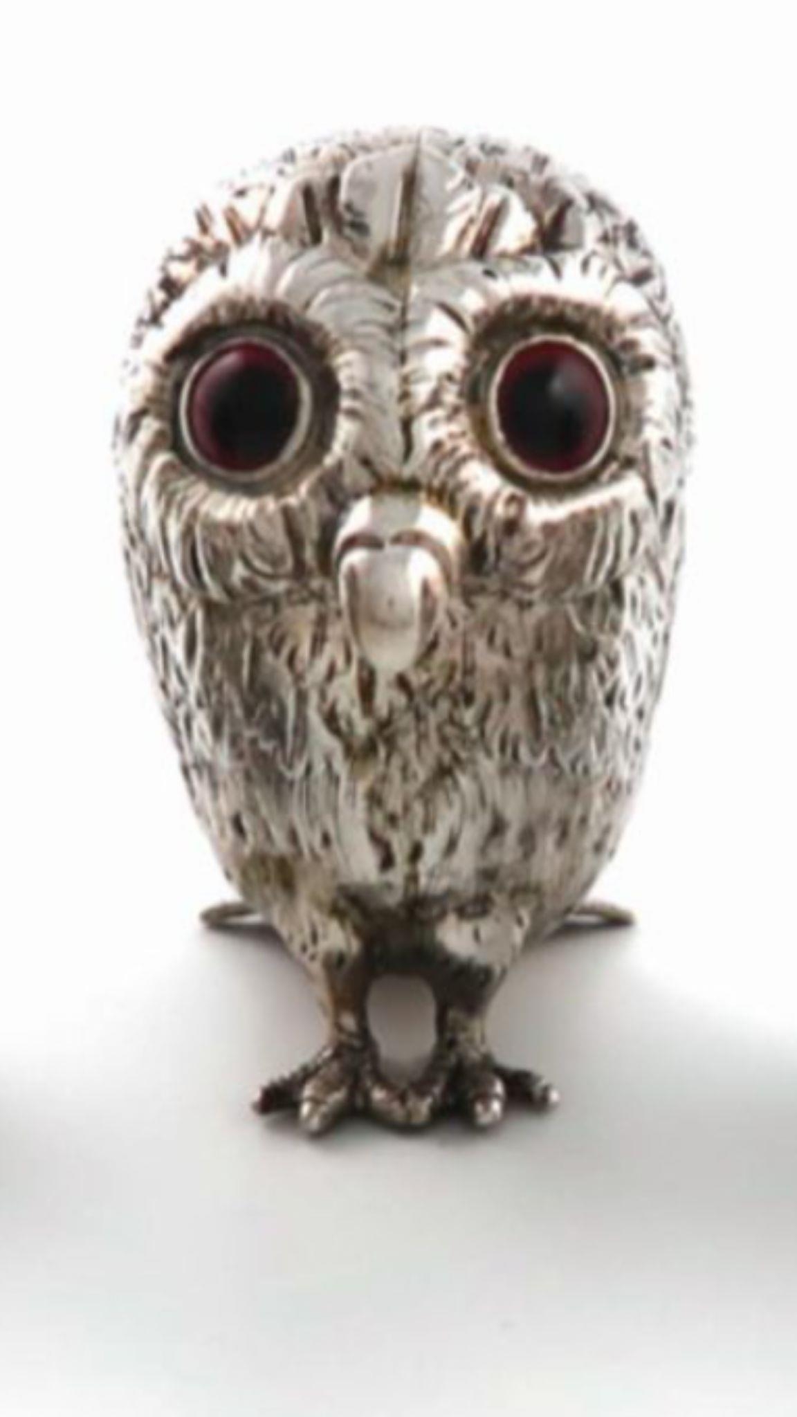 A magnificent 19th century rare silver antique original four piece owl cruet set by George - Image 20 of 26