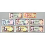 Eight Vintage Jamaican Currency Notes - Fair to excellent condition - please see photographs.