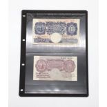 A Vintage Bank of England One Pound and Ten Shilling Note. Peppiatt - X86H 747288 and a Peppiatt -