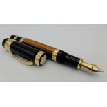 A Montblanc Patron of Art Francois 4810 18K Gold Fountain Pen. 2008 edition with tigers eye shaft