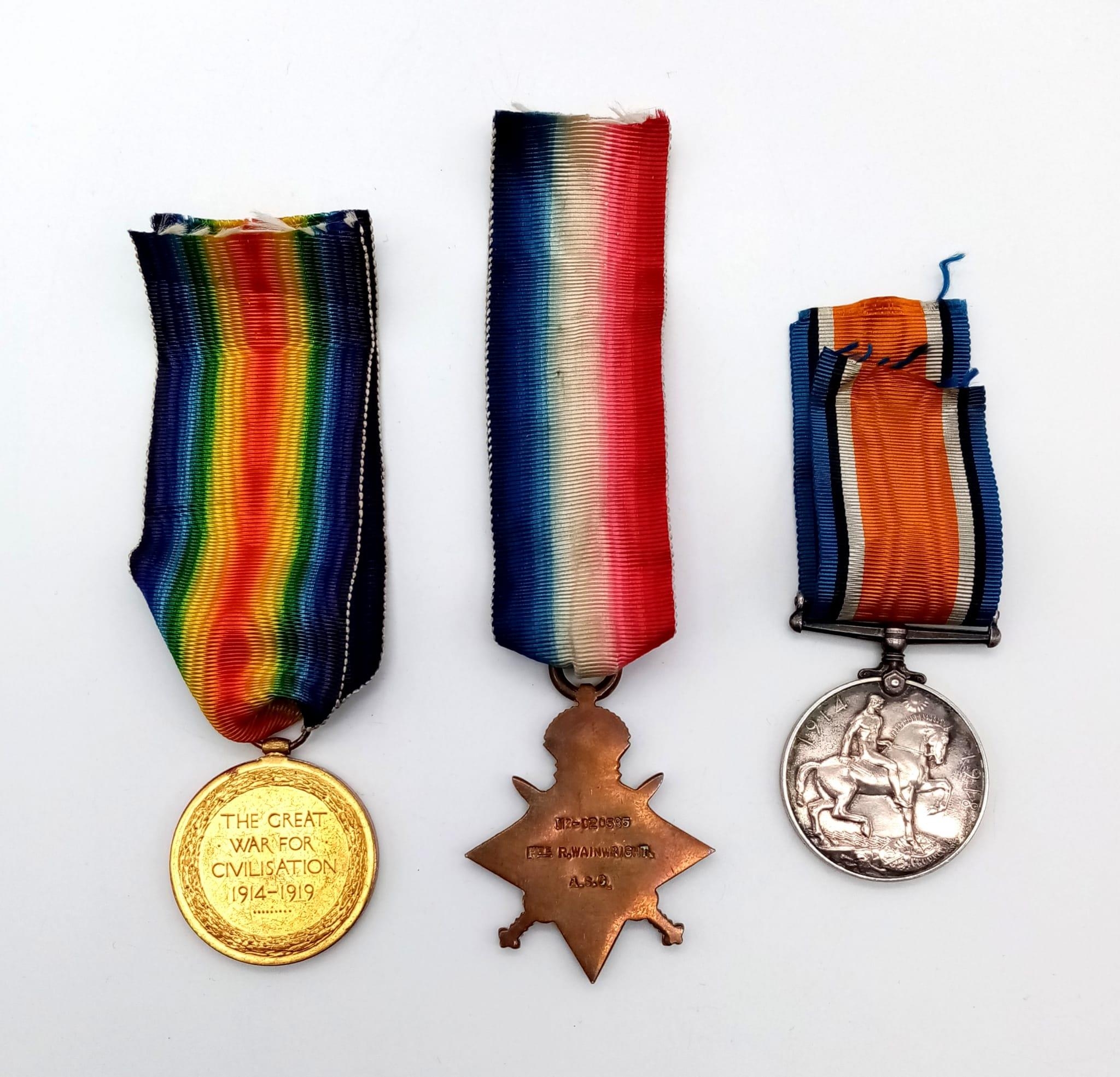 A WW1 British Medal Trio in a Princess Mary Christmas Gift Tin. Awarded to: M2-020585 Pte R. - Image 3 of 5