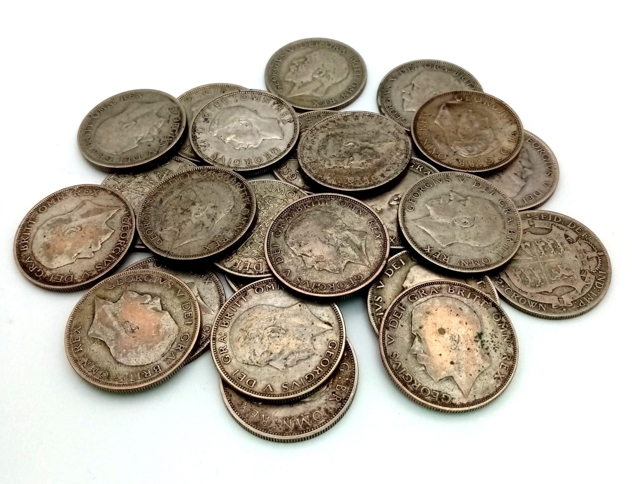 Twenty-Four Pre 1947 Half Crown British Coins. 342g total weight.