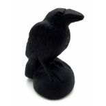 A Damien-esque (Omen 2) Black Obsidian Crystal Bird Figure. 7cm tall.