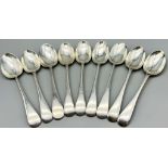 9 SOLID SILVER HALLMARKED TEASPOONS, ALL EARLY 1900'S. 218g