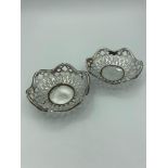 Antique pair of SILVER BASKET bonbon/trinket dishes. Hallmark for S J Levi and co Birmingham 1933.