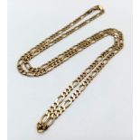 A Vintage 9K Yellow Gold Figaro Link Necklace. 50cm. 7.64g