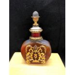 Russian perfume bottle , Silver enamel with diamonds and rubies and agate set. Very good condition