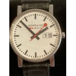 Gentlemans MONDAINE OFFICIAL SWISS RAILWAYS WRISTWATCH.Having the iconic red paddle second hand