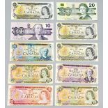 A Vintage Canadian Dollar Note Collection. Mostly uncirculated condition but please see photos. To