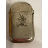 Antique SILVER VESTA with clear hallmark for George Unite Birmingham 1879. Having unicorn motif to