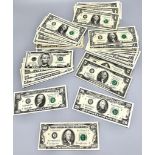 A Collection of USA Currency - To Include: 37 x 1 Dollar Bills, 2 x 2 Dollar Bills, 5 x 5 Dollar
